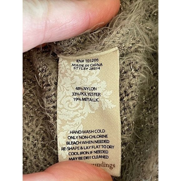 Soft Surroundings Womens Subtle Shimmer Pullover Sweater Beige Metallic Scoop S‎ - Picture 6 of 8